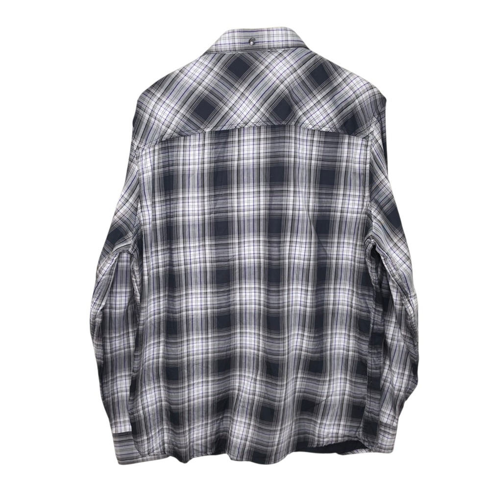 Cavi Shirt Mens XL Black Purple Plaid Button Up Snap Long Sleeve Pocket Casual - Picture 6 of 8